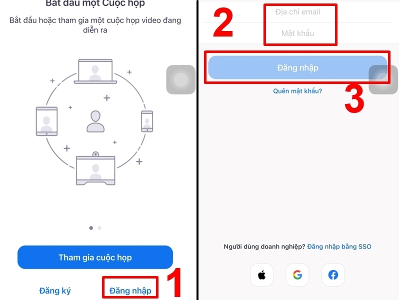 Đăng nhập t&agrave;i khoản Zoom
