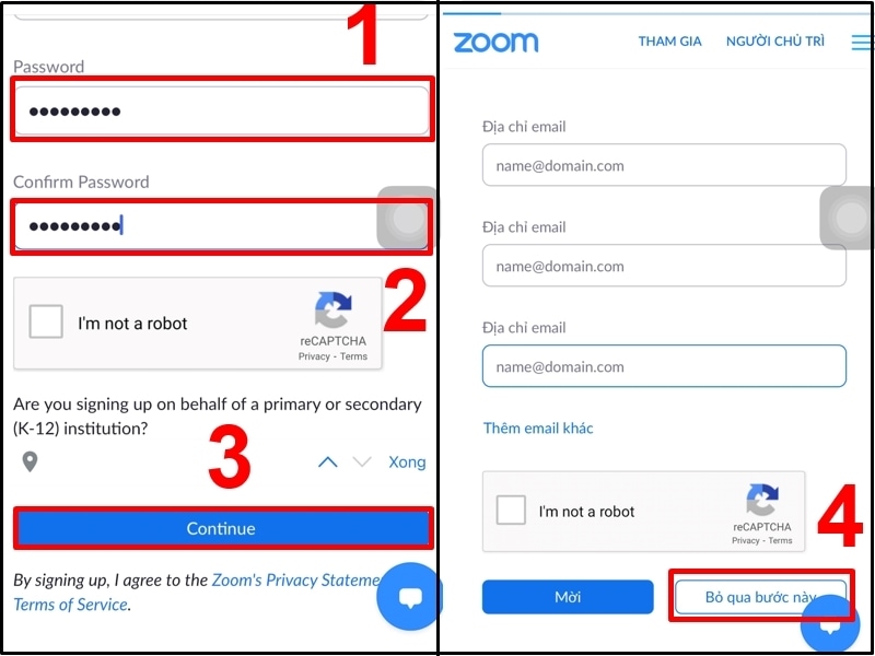 Nhập mật khẩu v&agrave; x&aacute;c nhận mật khẩu