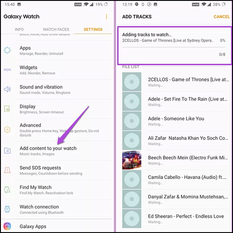 Thêm nhạc vào Galaxy Watch