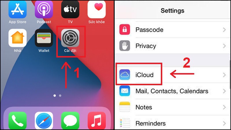 Setting trên iPhone > iCloud > Kích hoạt tùy chọn Notes.