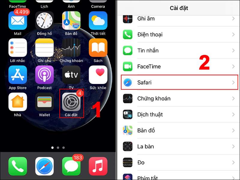 Mở C&agrave;i đặt tr&ecirc;n iPhone
