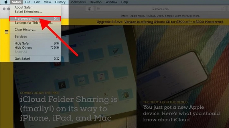 Nhấn v&agrave;o Preferences