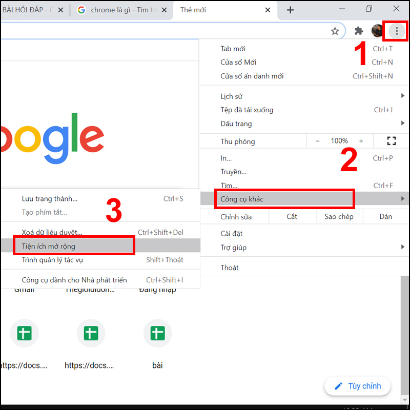 Tắt các tiện ích mở rộng