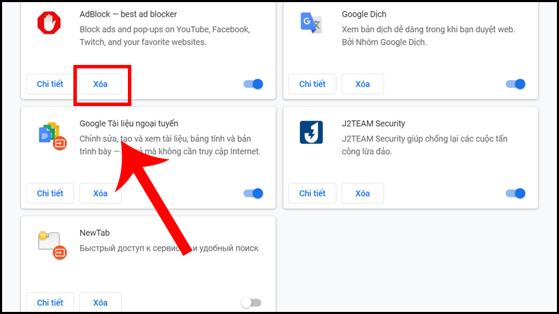 Tắt các tiện ích mở rộng