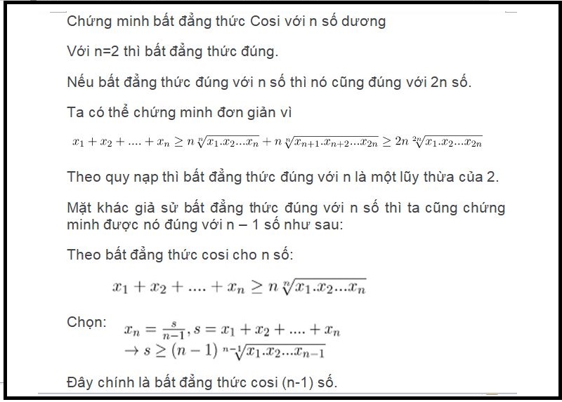  Chứng minh bất đẳng thức Cosi với n số thực không âm