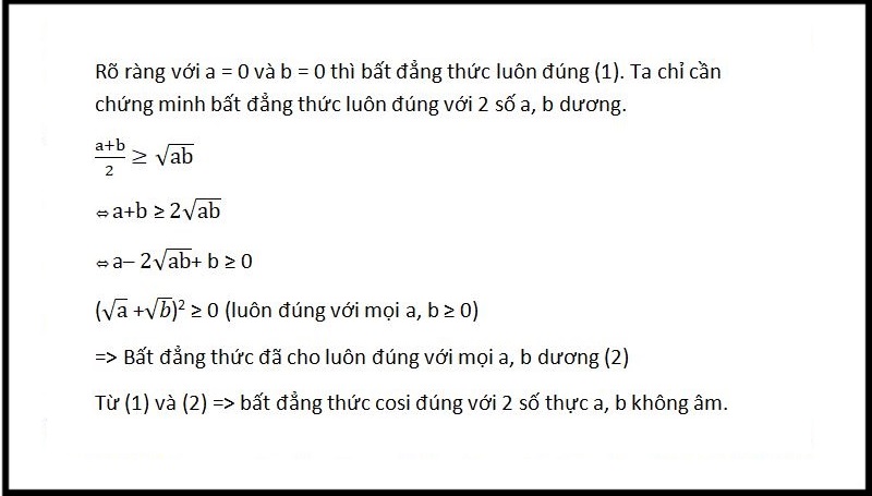  Chứng minh bất đẳng thức Cosi đúng với 2 thực số không âm