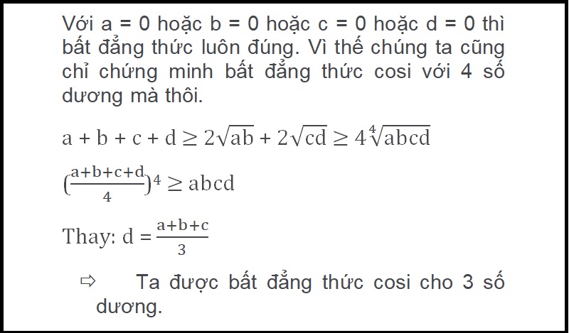 Chứng minh bất đẳng thức Cosi với 4 số thực không âm