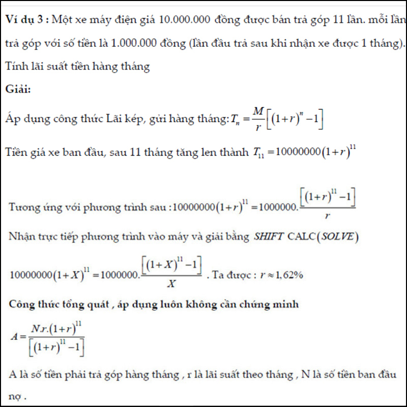 Một số ví dụ về bài toán tính lãi kép