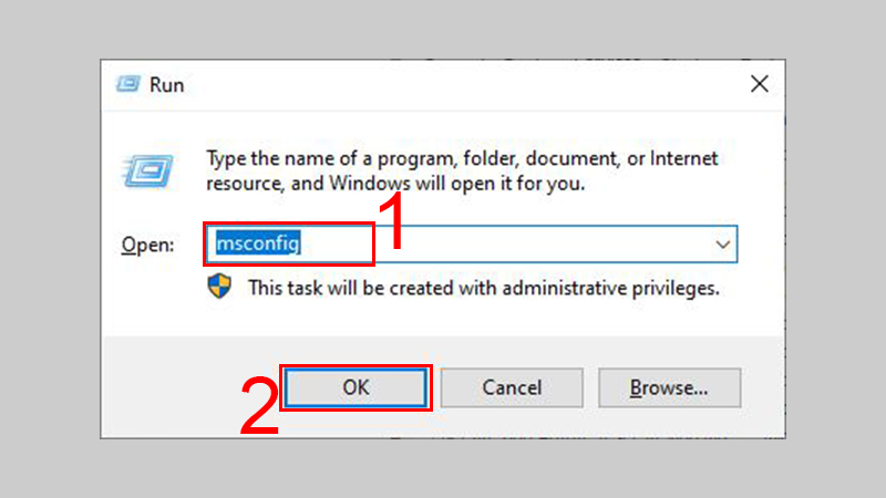 Ấn tổ hợp ph&iacute;m Windows + R > G&otilde; msconfig > OK.