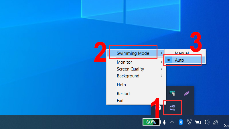 Chọn chế độ bơi