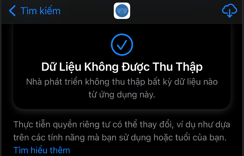 Dữ liệu của người dùng sẽ không được thu thập