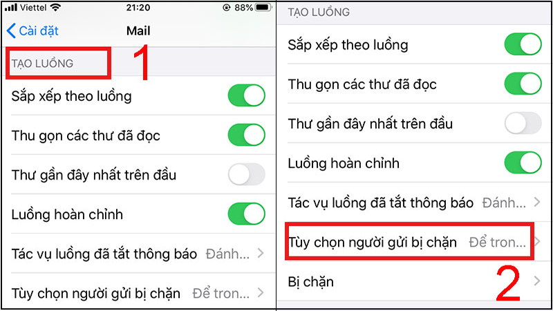 Tùy chọn người gửi bị chặn