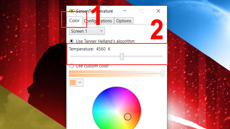 Thiết lập nhiệt độ m&agrave;u
