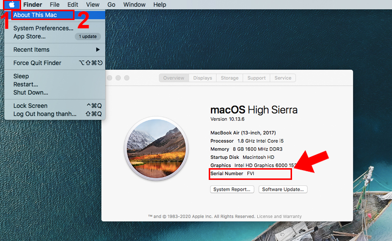 C&aacute;ch t&igrave;m số seri của MacBook