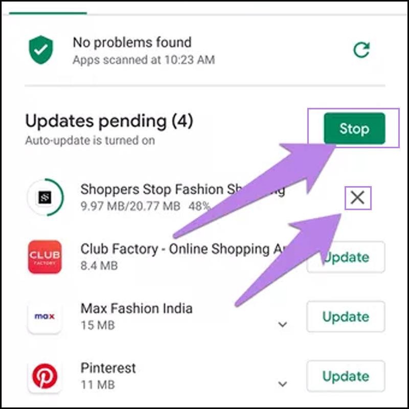 Dừng cập nhật c&aacute;c ứng dụng kh&aacute;c