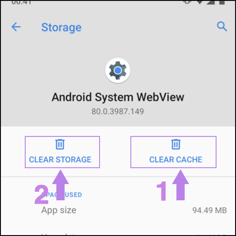 X&oacute;a dữ liệu v&agrave; cache của ứng dụng