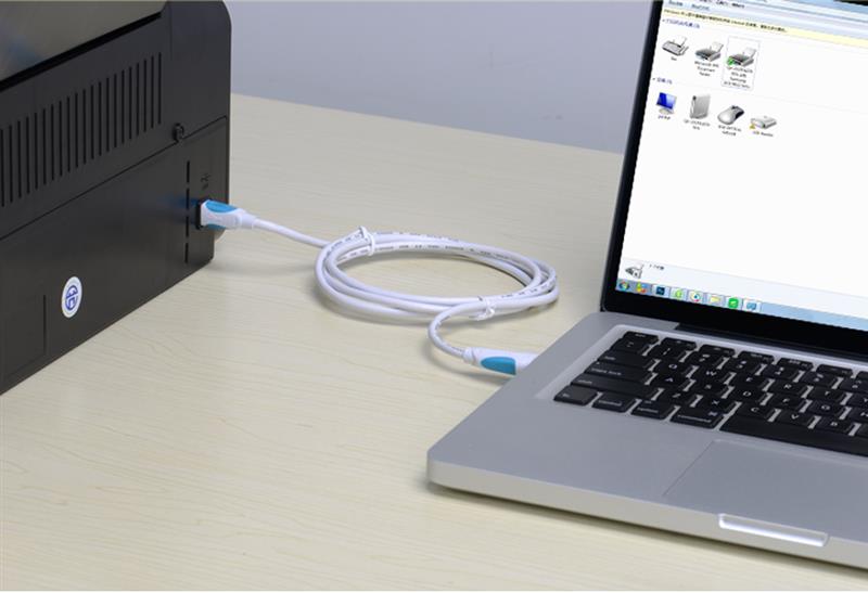 Dùng dây cáp USB kết nối máy tính với máy in
