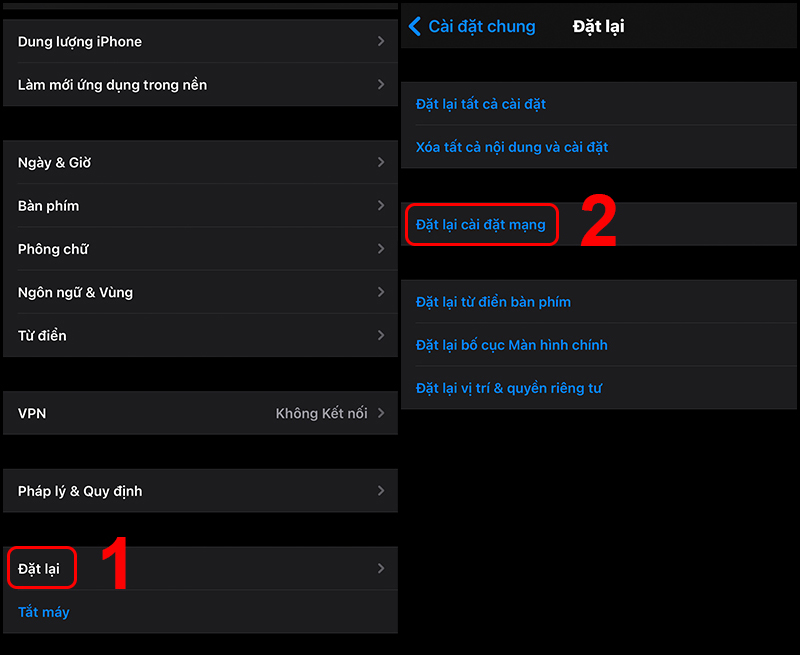 Reset cài đặt mạng