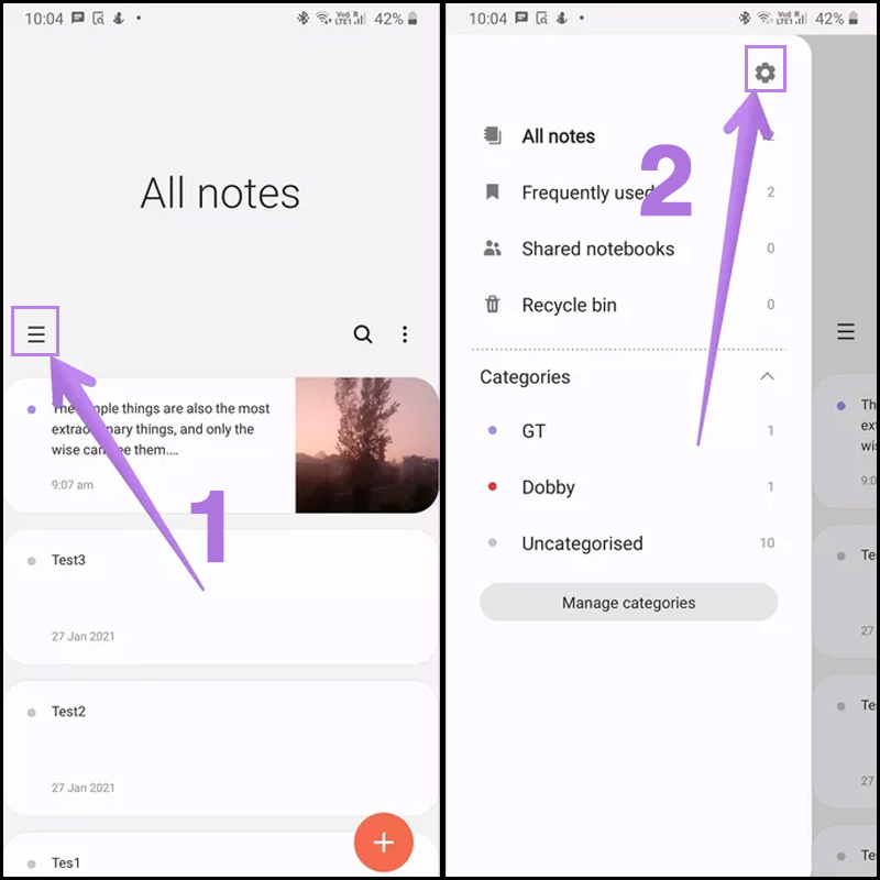 Cập nhật từ Samsung Notes