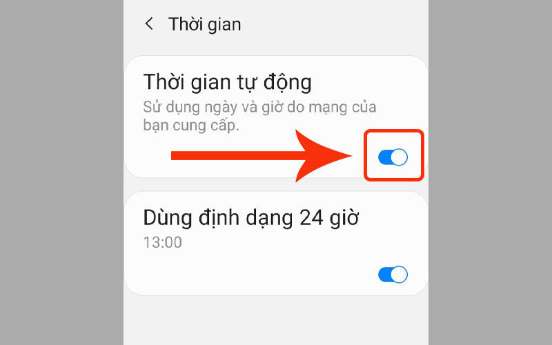 Bật Thời gian tự động
