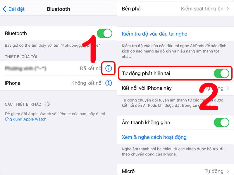 Bật t&iacute;nh năng Tự động ph&aacute;t hiện tai