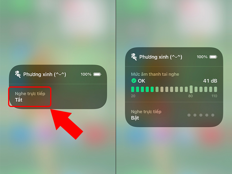Bật t&iacute;nh năng Nghe trực tiếp