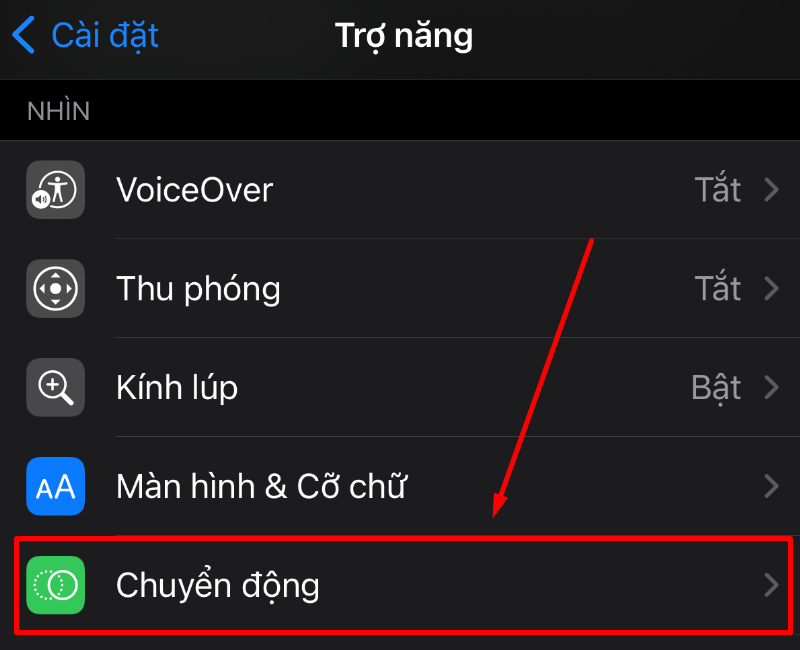 Truy cập Chuyển động