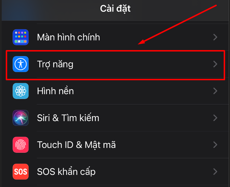 Mở C&agrave;i đặt v&agrave; truy cập Trợ năng