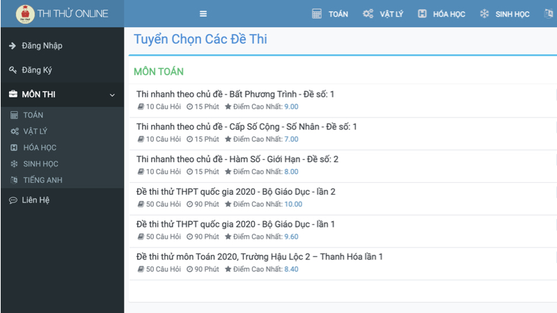 THI THỬ ONLINE
