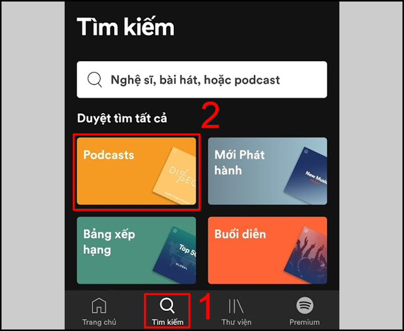 Mở Podcasts tr&ecirc;n Spotify