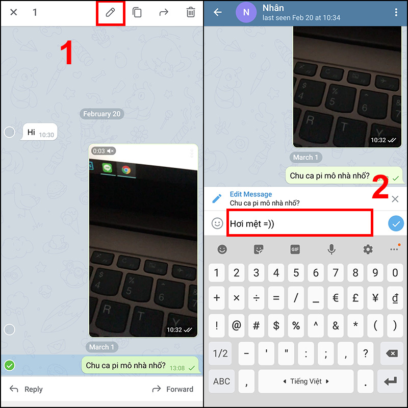 Cách sửa tin nhắn đã gửi trong Telegram trên điện thoại