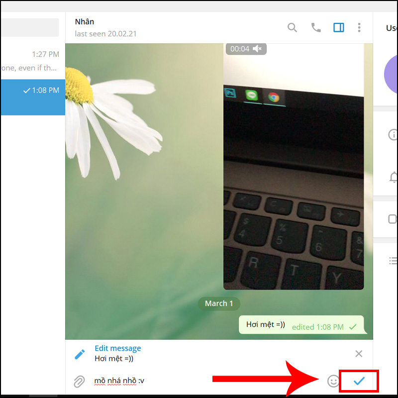 Cách sửa tin nhắn đã gửi trong Telegram trên máy tính