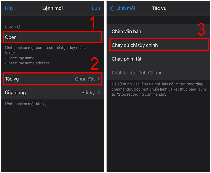 Nhập c&acirc;u lệnh v&agrave; t&ugrave;y chỉnh T&aacute;c vụ