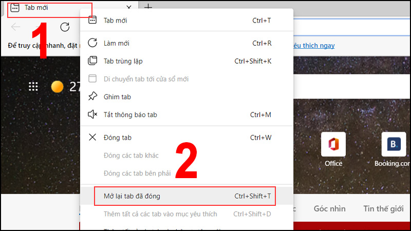 D&ugrave;ng menu tab