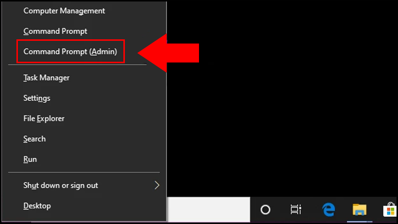 Mở Command Prompt với quyền admin