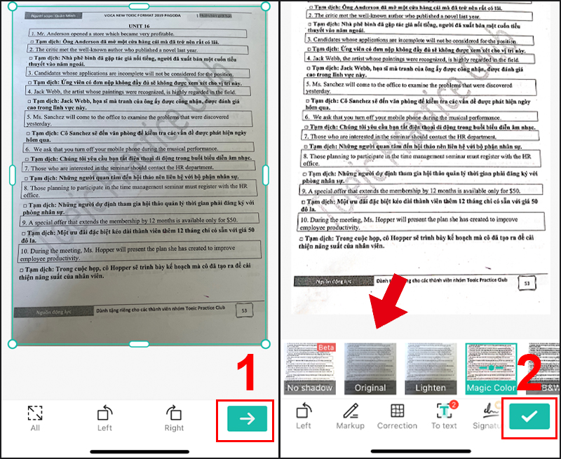 Bước 3: Scan tài liệu