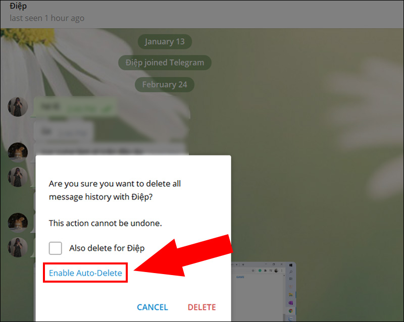 Chọn Enable Auto-Delete