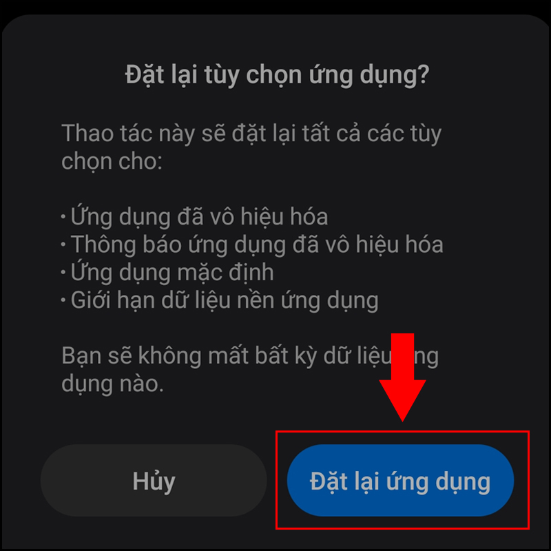 Đặt lại c&agrave;i đặt hỗ trợ