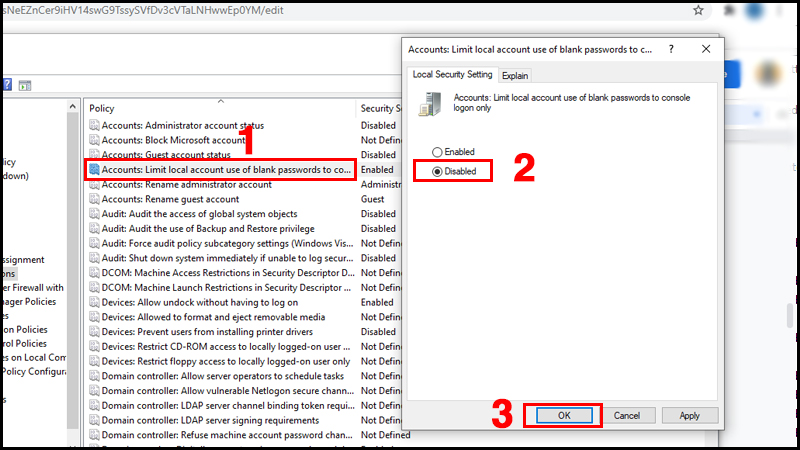 Thiết lập trong Local Group Policy Editor