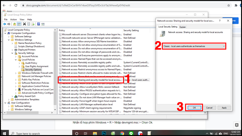 Thiết lập trong Local Group Policy Editor