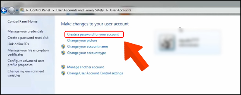 Chọn Create a password for your account.