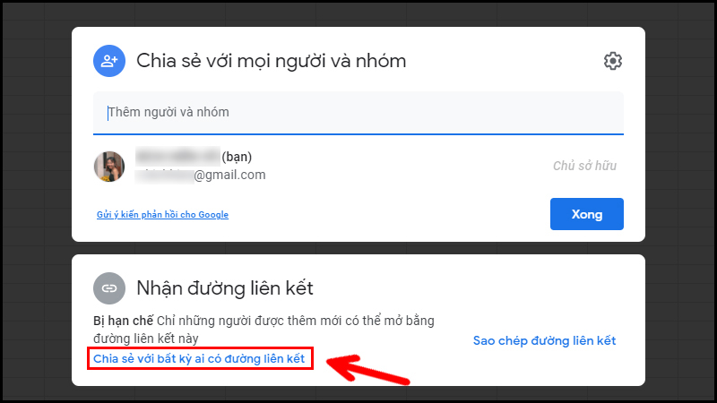 Chia sẻ với bất kỳ ai có liên kết