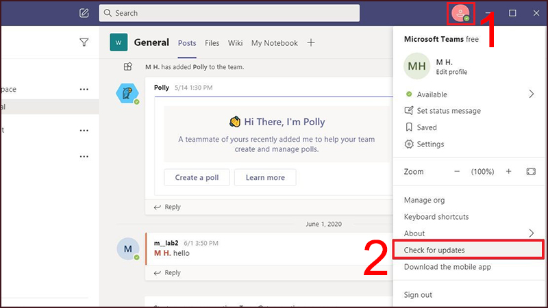Chọn Profile. Chọn Check for updates