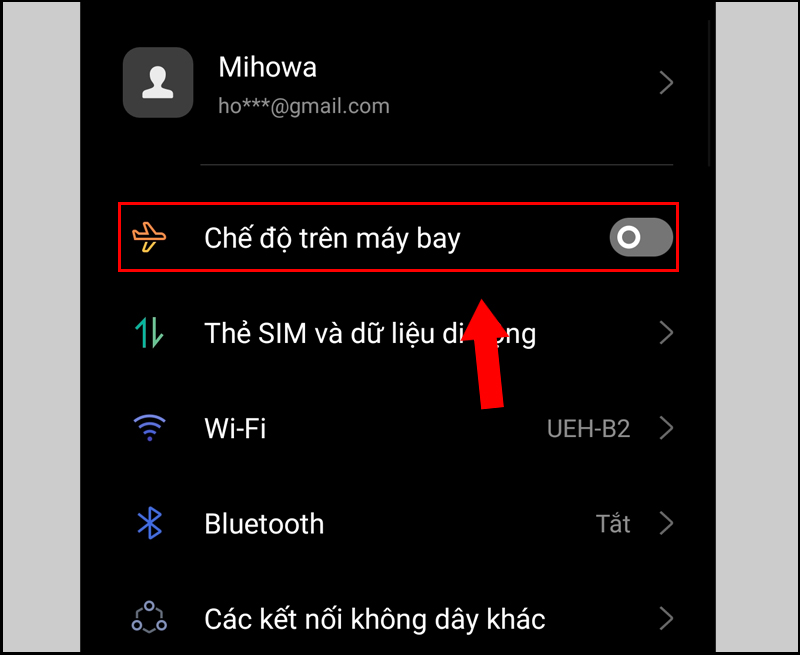 Bật chế độ máy bay
