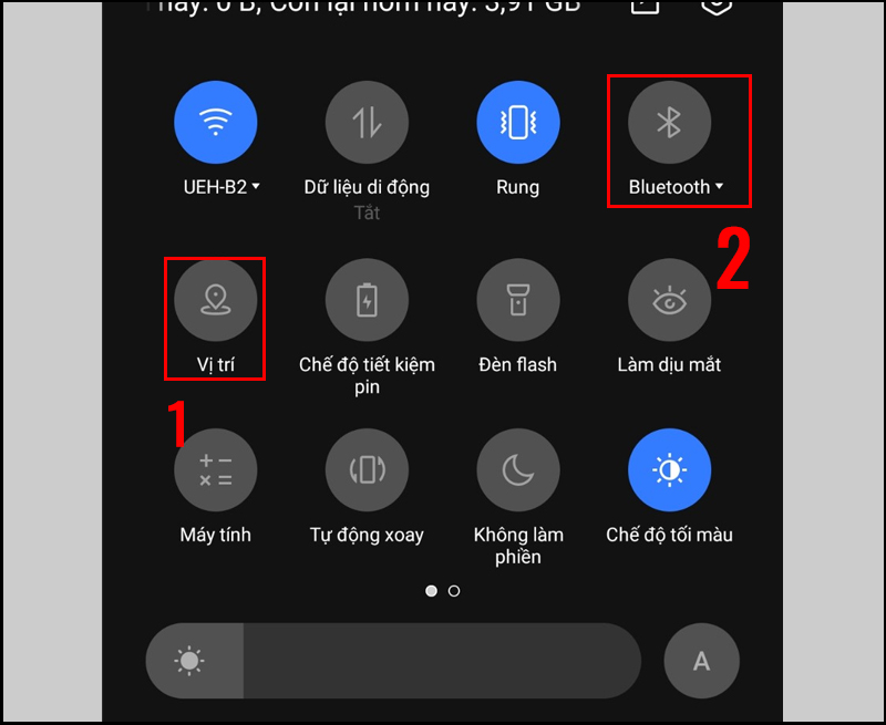 Mở Bluetooth và định vị