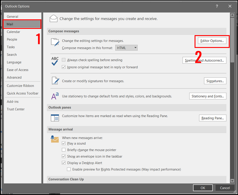 Bật t&iacute;nh năng chuyển đổi đơn vị đo trong Outlook