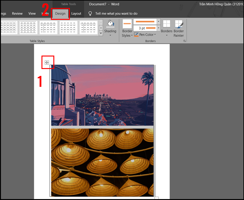 Gh&eacute;p ảnh bằng Table