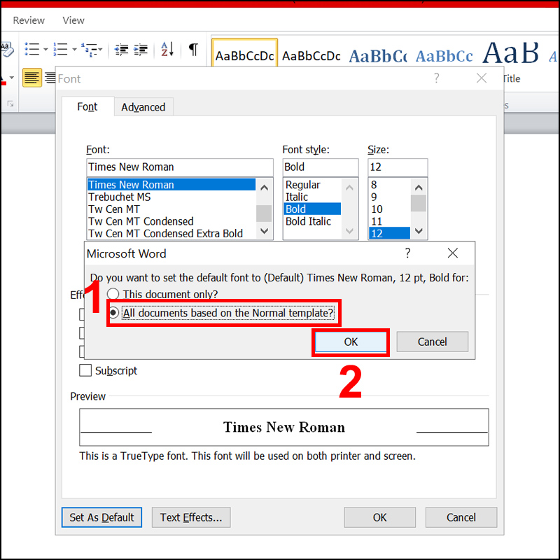 Cách thiết lập Font chữ mặc định trong Word 2013, Word 2016