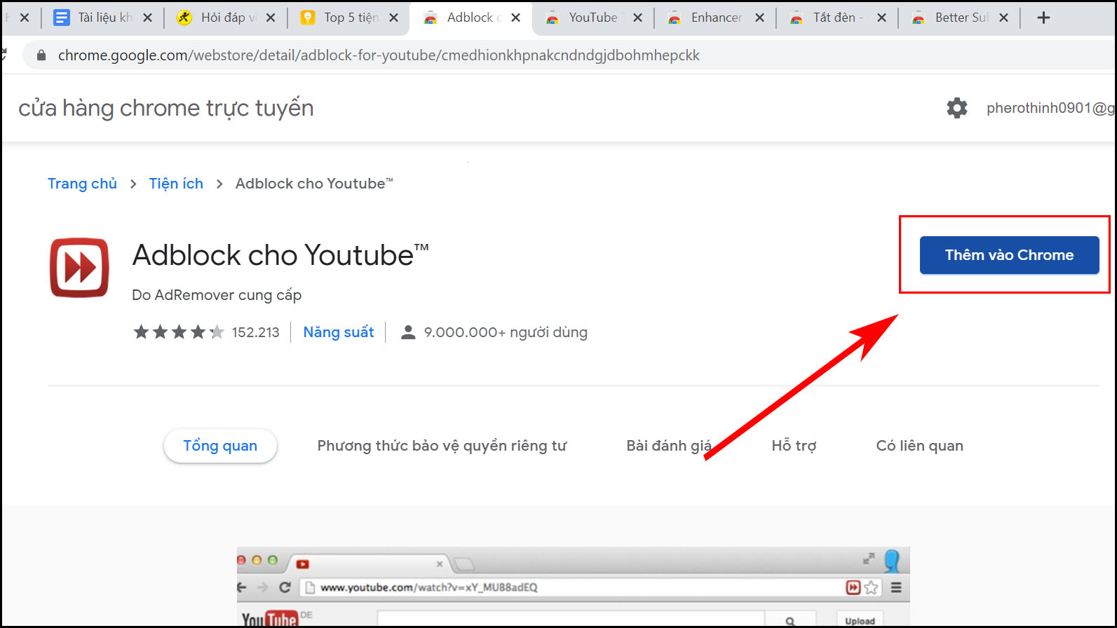 Nhấn v&agrave;o Th&ecirc;m v&agrave;o Chrome.