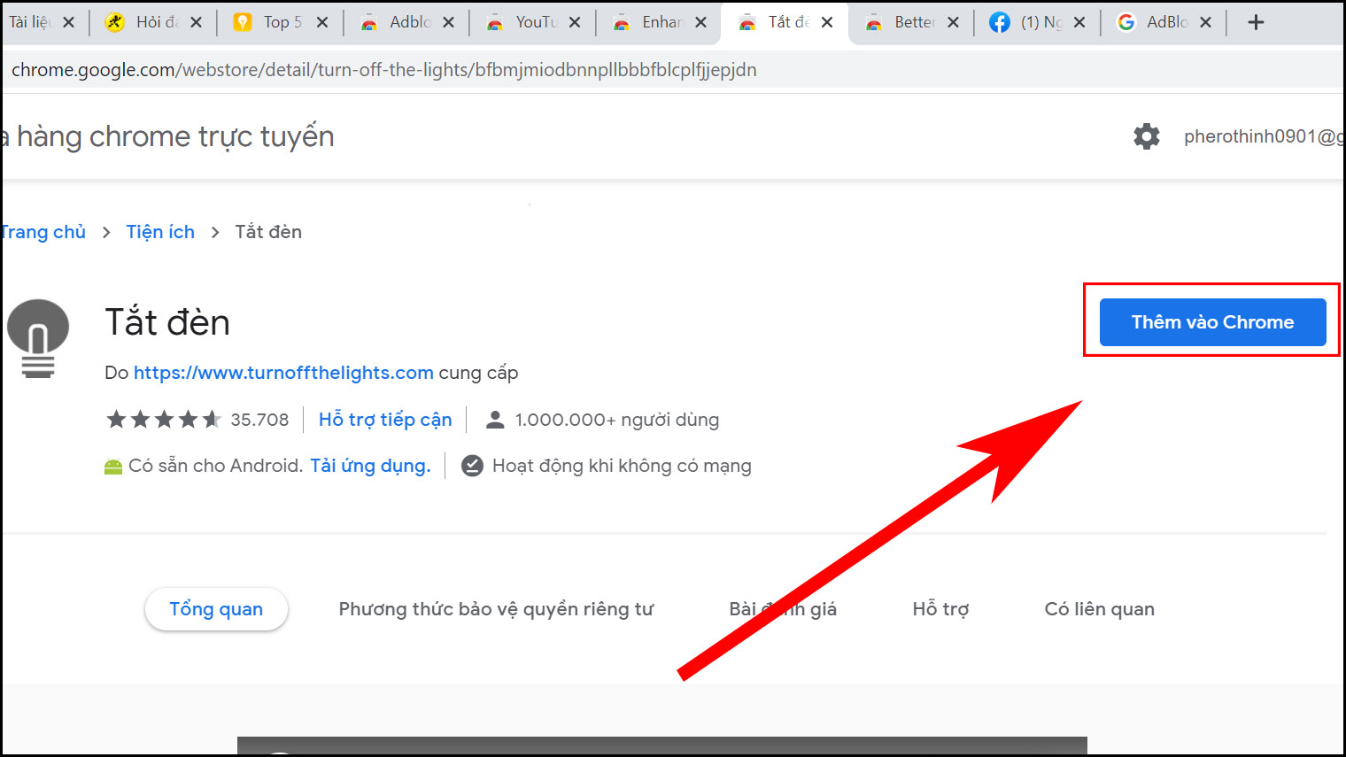 Nhấn v&agrave;o Th&ecirc;m v&agrave;o Chrome.